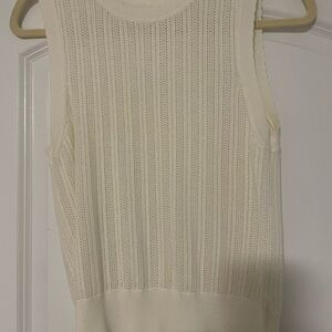 Veronica Beard Cream Sleeveless Knit Top